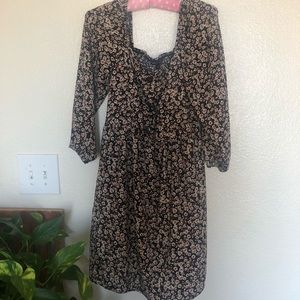 Floral black dress with 3/4 sleeve Size large